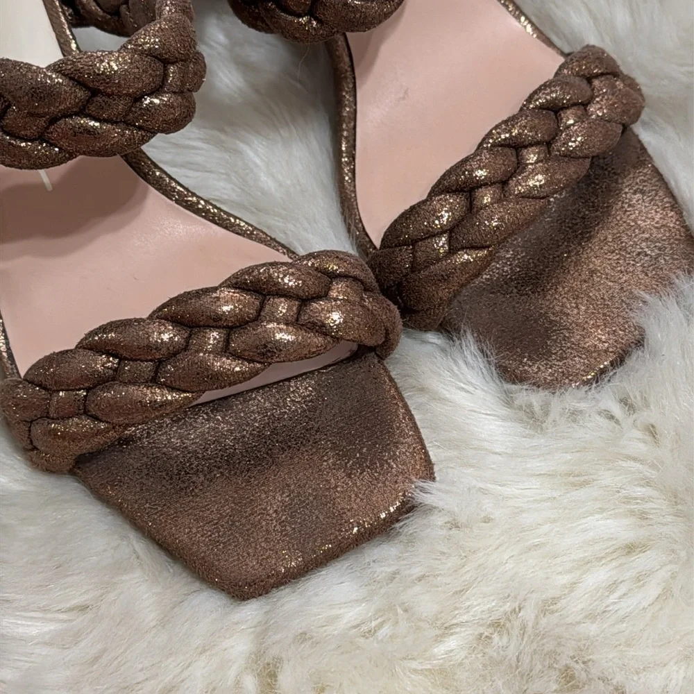DOLCE VITA Paily Heels sz 8.5‎ 8 1/2 Copper Brown Shimmer Metallic Sandals Shoes